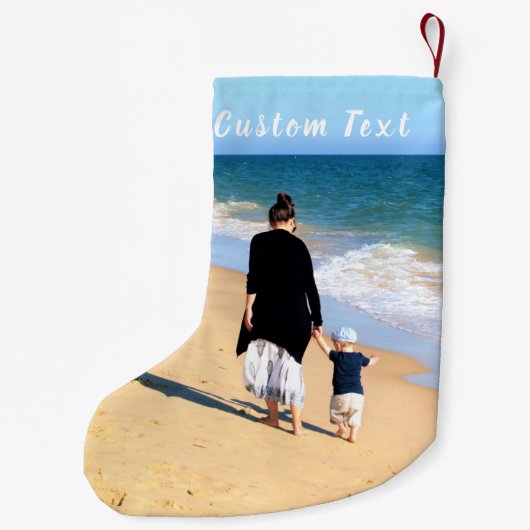 写真カスタムのクリスマスストッキング追加文字名 スモールクリスマスストッキング (裏面)