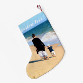 写真カスタムのクリスマスストッキング追加文字名 スモールクリスマスストッキング (裏面 (吊り時))