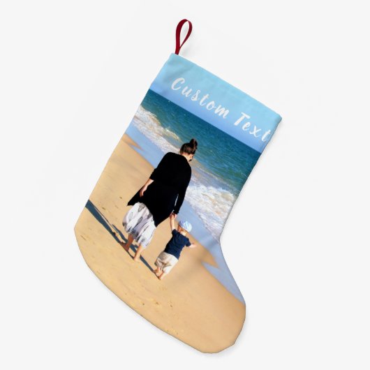 写真カスタムのクリスマスストッキング追加文字名 スモールクリスマスストッキング (正面 (吊り時))