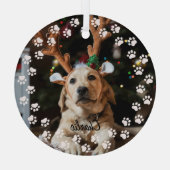 写真カスタムのクリスマス ガラスオーナメント (裏面)