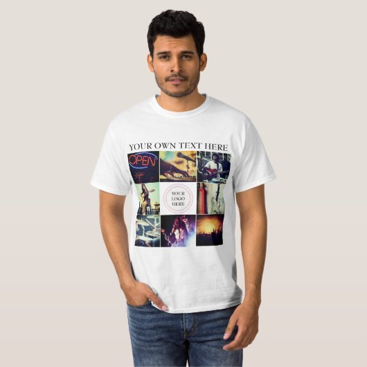 写真カスタムのコラージュとロゴ Tシャツ (正面フル)