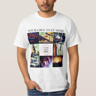 写真カスタムのコラージュとロゴ Tシャツ