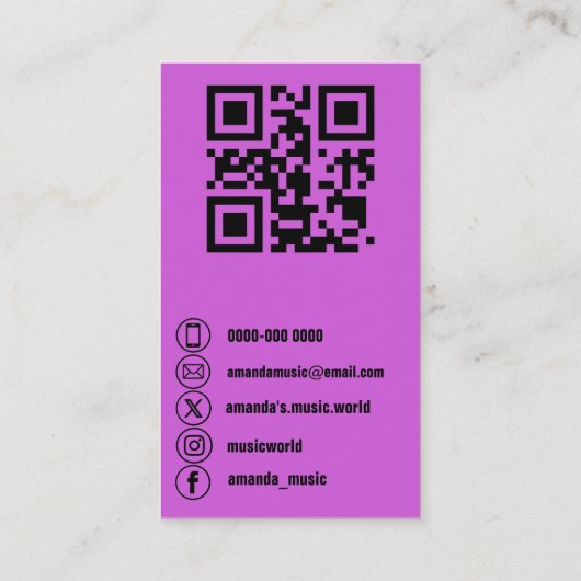 写真カスタムのタイトルSNSアイコンとQRコード 名刺 (裏面)