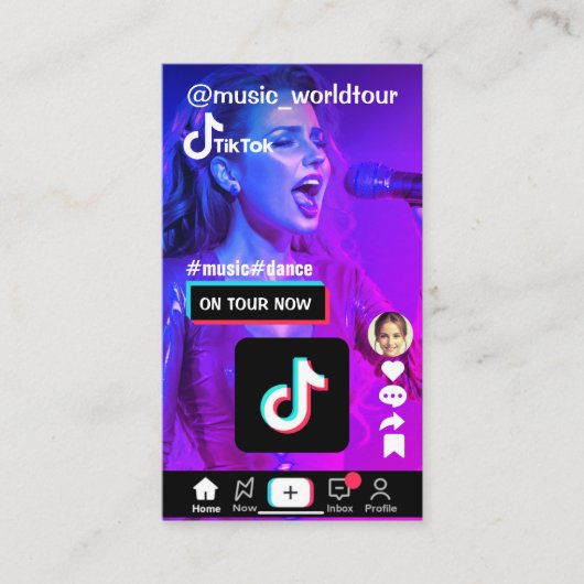 写真カスタムのタイトルSNSアイコンとQRコード 名刺 (正面)