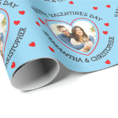 写真カスタムのハートと名前 ラッピングペーパー (ロールコーナー)