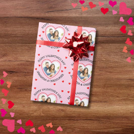 写真カスタムのハートと名前 ラッピングペーパー