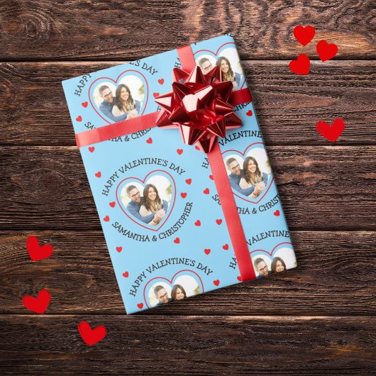 写真カスタムのハートと名前 ラッピングペーパー