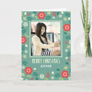 写真カスタムのパーソナライズされたクリスマスハンドドロー カード