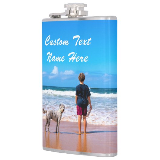写真カスタムのフラスクギフトあなたの写真と文字 フラスク (左)