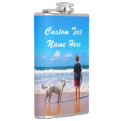 写真カスタムのフラスクギフトあなたの写真と文字 フラスク (右)
