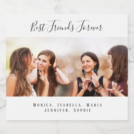 写真カスタムの友最高の人は永遠にパーティーを好む スパークリングワインラベル (シングルラベル)