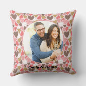 写真カスタムの愛ハートのパターンと名前 クッション (裏面)