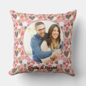 写真カスタムの愛ハートのパターンと名前 クッション (正面)
