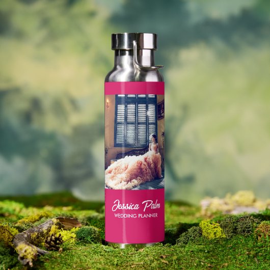 写真カスタムの結婚ピンク ウォーターボトル (アウトドア)