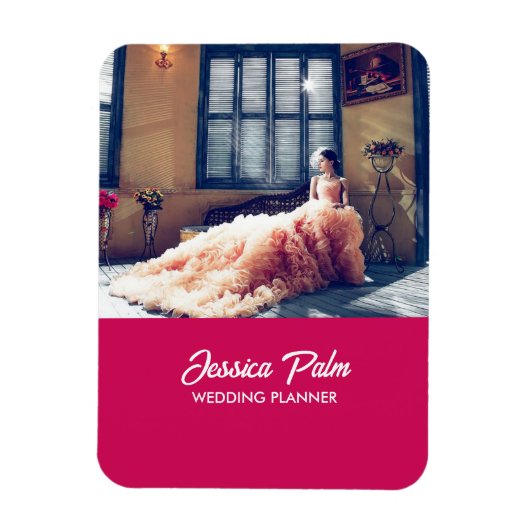 写真カスタムの結婚ピンク マグネット (縦)