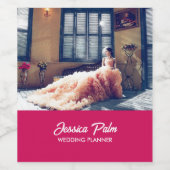 写真カスタムの結婚ピンク ワインラベル (シングルラベル)