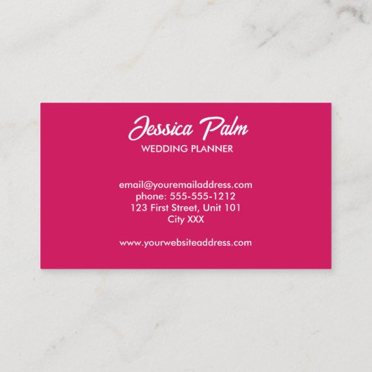 写真カスタムの結婚ピンク 名刺 (裏面)