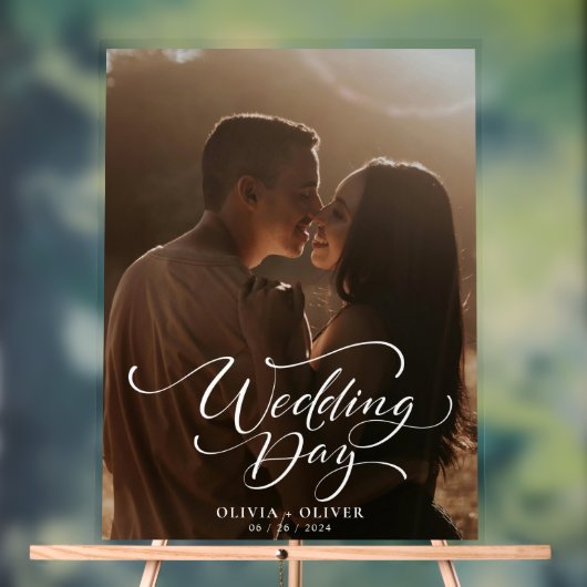 写真カスタムの結婚歓迎 アクリルサイン (ニュートラル)