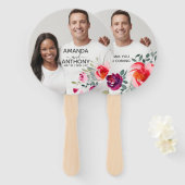 写真カスタムの花と文字のハンドファン ハンドファン (正面&裏面)