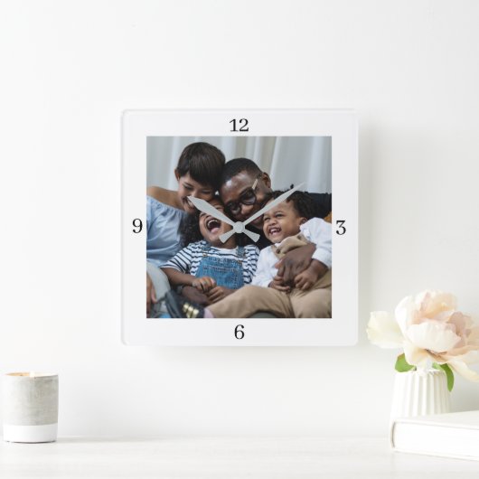 写真カスタムの追加 スクエア壁時計 (ホーム)