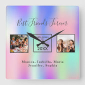 写真カスタムは最高の永遠のレインボー・ピンク スクエア壁時計 (正面)