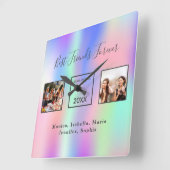 写真カスタムは最高の永遠のレインボー・ピンク スクエア壁時計 (傾斜)