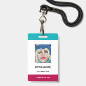 写真カスタムまたはロゴの文字名名刺 バッジ (ストラップ付き表面)