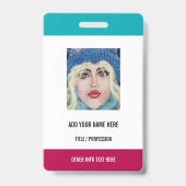 写真カスタムまたはロゴの文字名名刺 バッジ (裏面)