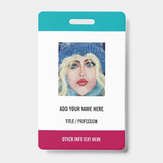 写真カスタムまたはロゴの文字名名刺 バッジ (表面)