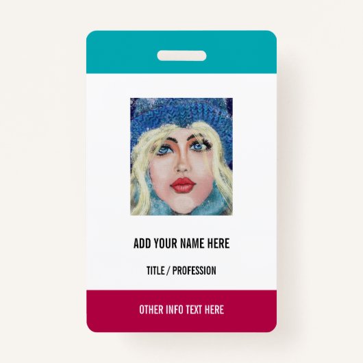 写真カスタムまたはロゴの文字名名刺 バッジ (正面)