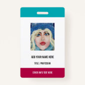 写真カスタムまたはロゴの文字名名刺 バッジ (裏面)