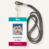 写真カスタムまたはロゴの文字名名刺 バッジ (裏面ランヤード)