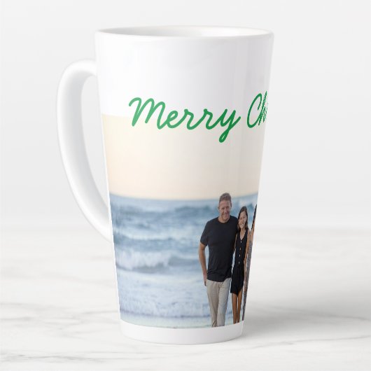 写真カスタムを追加文字メリークリスマス休暇 カフェラテマグ (左アングル)