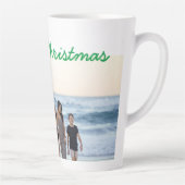写真カスタムを追加文字メリークリスマス休暇 カフェラテマグ (右)