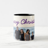 写真カスタムを追加文字メリークリスマス休暇 ツートーンマグカップ (中央)