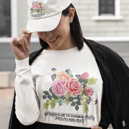 写真カスタムアートワークのパーソナライズ女性のフローラ Tシャツ