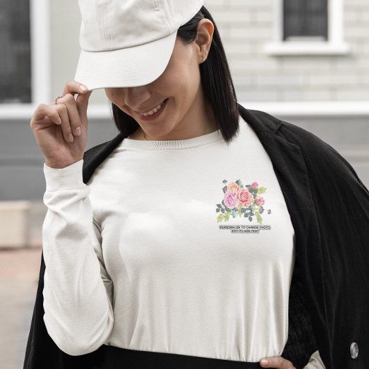 写真カスタムアートワークのパーソナライズ女性のLgスリーブ Tシャツ