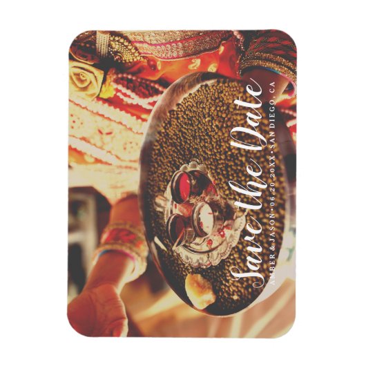 写真カスタムインディアン結婚式の日付を保存 マグネット (縦)