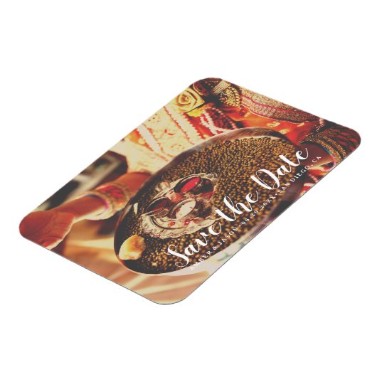 写真カスタムインディアン結婚式の日付を保存 マグネット (左側)