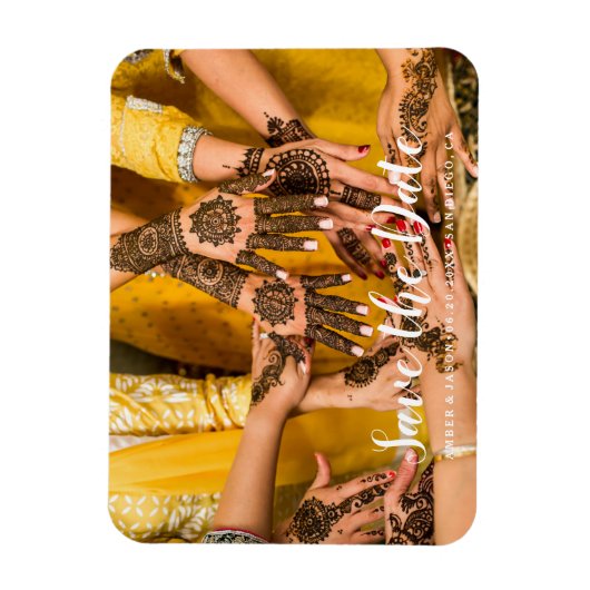 写真カスタムインディアンhenna日付を保存 マグネット (縦)
