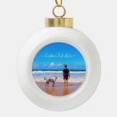 写真カスタムクリスマスオーナメントと文字 セラミックボールオーナメント (正面)