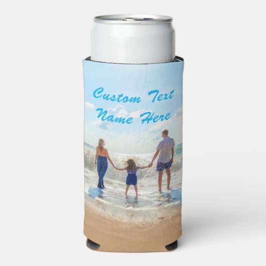 写真カスタムクーラーボックス写真と文字名 スリム缶クーラー (Seltzer正面)