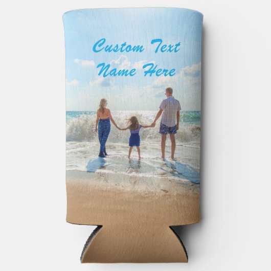 写真カスタムクーラーボックス写真と文字名 スリム缶クーラー (正面)