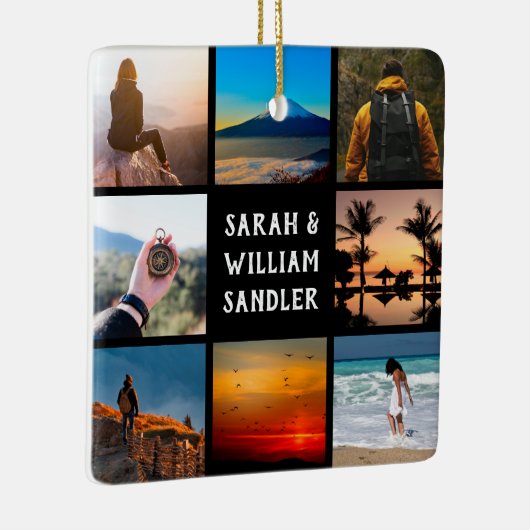 写真カスタムコラージュと文字クリスマス セラミックオーナメント (右)