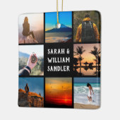 写真カスタムコラージュと文字クリスマス セラミックオーナメント (左)