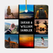 写真カスタムコラージュと文字クリスマス セラミックオーナメント (裏面)