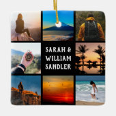 写真カスタムコラージュと文字クリスマス セラミックオーナメント (正面)