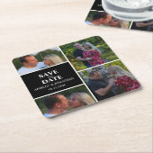 写真カスタムコラージュ日付の保存 スクエアペーパーコースター (アングル)