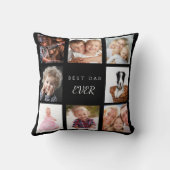 写真カスタムコラージュ最高のパパever black クッション (裏面)