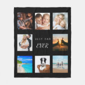 写真カスタムコラージュ最高のパパever black フリースブランケット (正面)